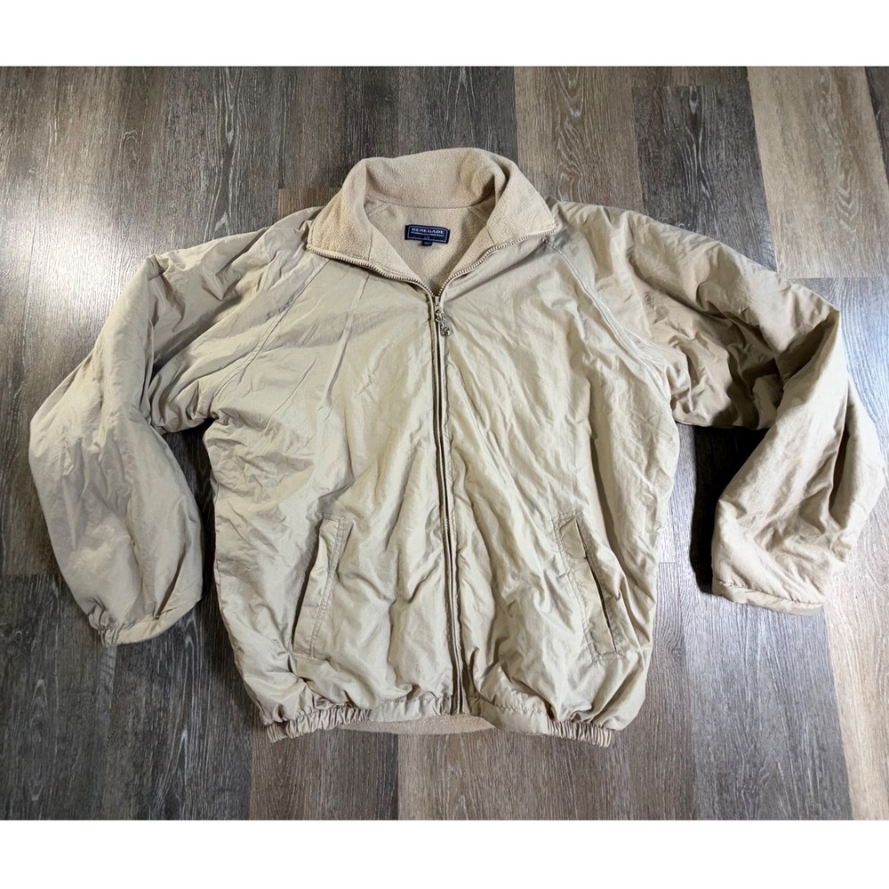 Renegade Jacket Mens Large Tan Fleece Lined Full Zip Bomber Windbreaker